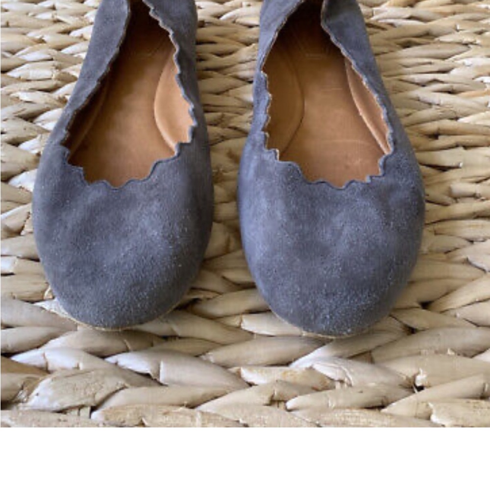 Chloe laurel Gray Suede Scalloped Flats 5.5/36